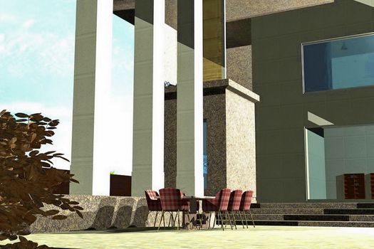 Residential apartment building 3D rendering