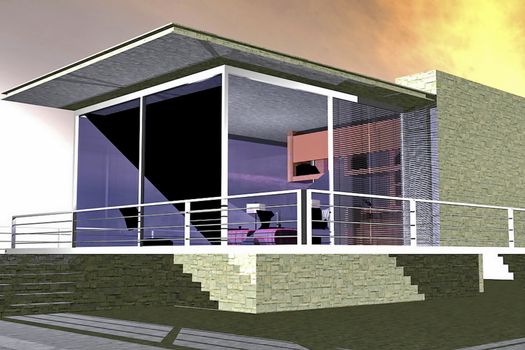Residential apartment building 3D rendering