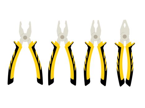 Set of different types of pliers and side cutters