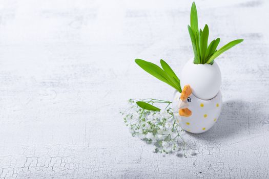 Egg with flowers on a white background. Easter Symbols