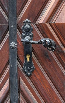 ornate entrance gate old metal door handle