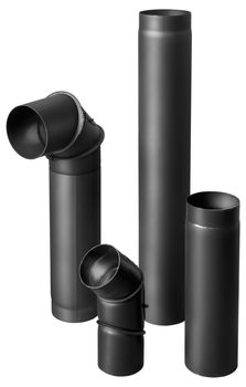 set of black metal fire-resistant pipes for fireplaces