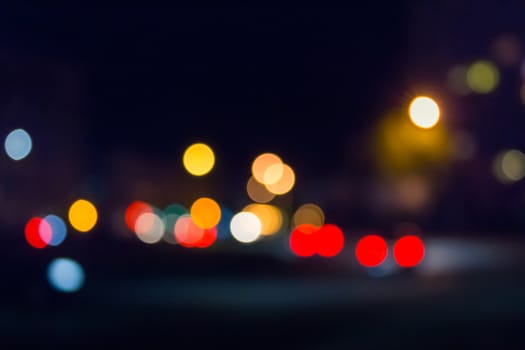 abstract blur of street lights of the night city