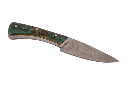 Hand-forged knife isolated on a white background