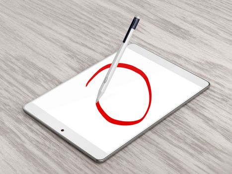 Drawing circle with digital pen on tablet computer