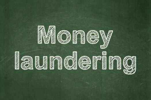 Money concept: text Money Laundering on Green chalkboard background