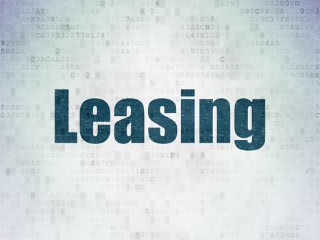 Finance concept: Painted blue word Leasing on Digital Data Paper background