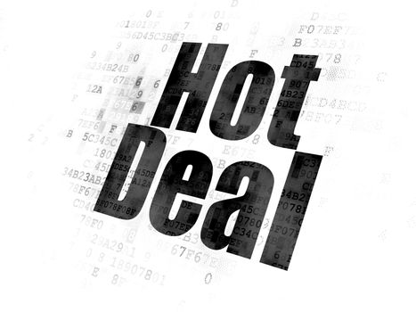 Finance concept: Pixelated black text Hot Deal on Digital background