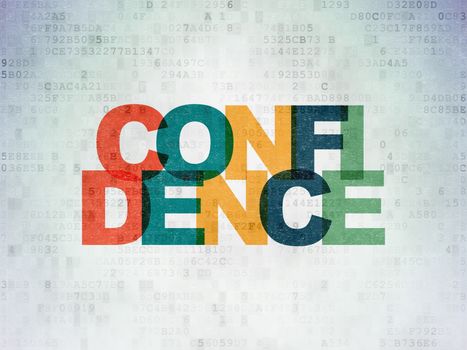 Business concept: Painted multicolor text Confidence on Digital Data Paper background