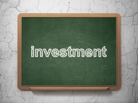 Finance concept: text Investment on Green chalkboard on grunge wall background, 3D rendering