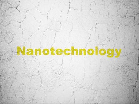 Science concept: Yellow Nanotechnology on textured concrete wall background