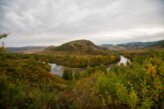 River at beauty autumn evening
