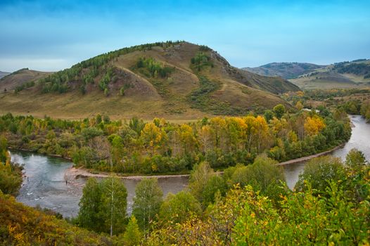 River at beauty autumn evening