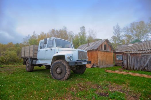 Big truck at morning at nature background