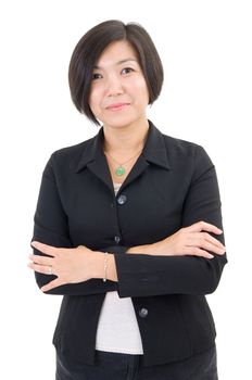 Smiling Southeast Asian Business woman over white background