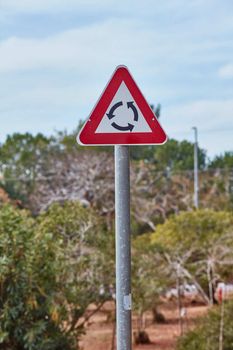 Roundabout road sign