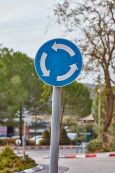 Roundabout road sign