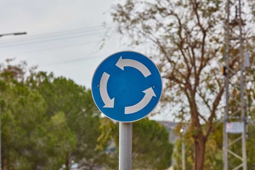 Roundabout road sign