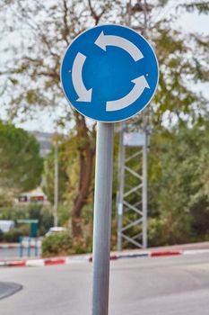 Roundabout road sign