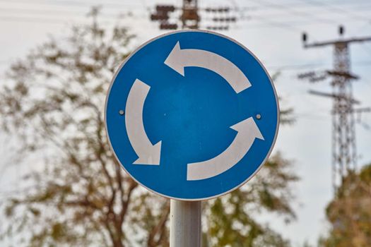 Roundabout road sign
