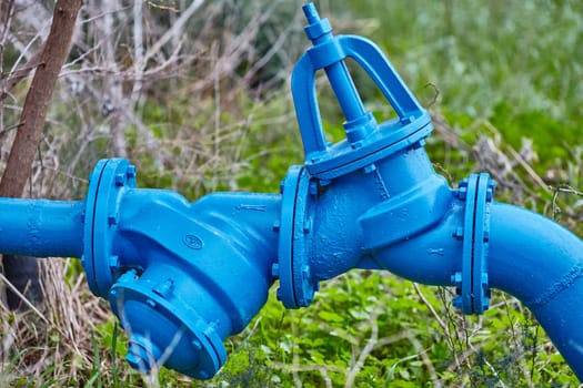 big metal pipe with nature background 