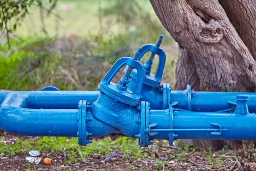 big metal pipe with nature background 