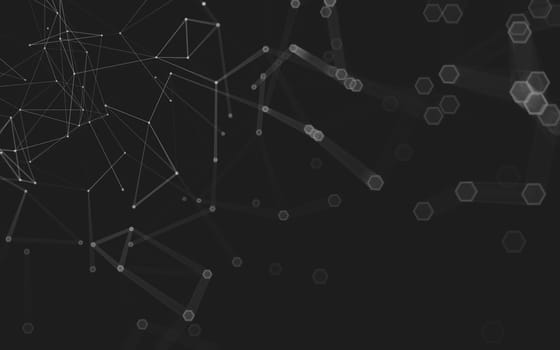 Abstract polygonal space low poly dark background with connecting dots and lines. Connection structure. 3d rendering