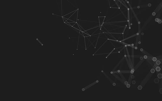 Abstract polygonal space low poly dark background with connecting dots and lines. Connection structure. 3d rendering