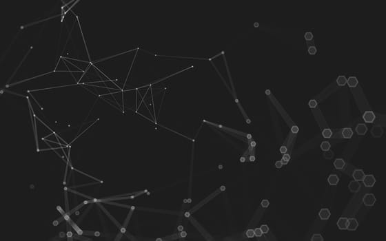 Abstract polygonal space low poly dark background with connecting dots and lines. Connection structure. 3d rendering