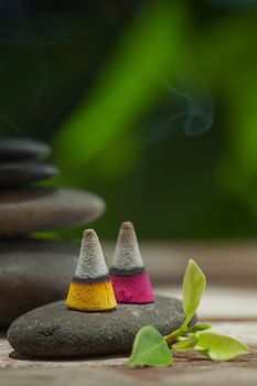 Close up view of spa theme objects on natural background