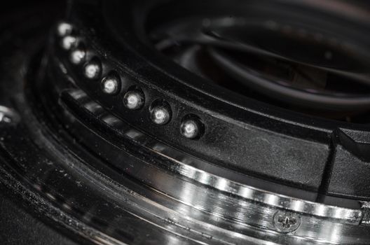 The digital camera lens closeup to design the first pages of magazines