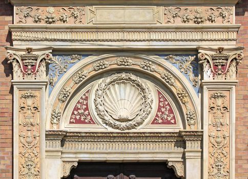 Budapest, Hungary, Castle Hill, buildings decorated gates.