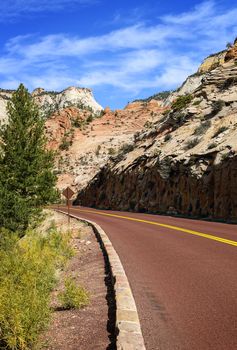 Zion National Park, USA. Scenic multicolored cliffs create an unforgettable landscape 