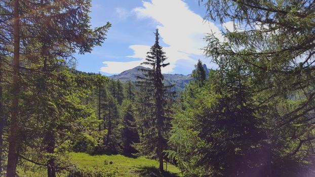 Landscape Scenery backlight photo Mountain with solar reflections