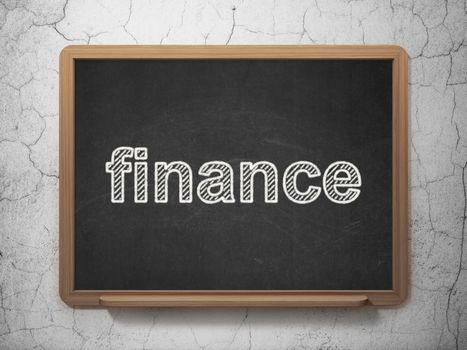 Money concept: text Finance on Black chalkboard on grunge wall background, 3D rendering
