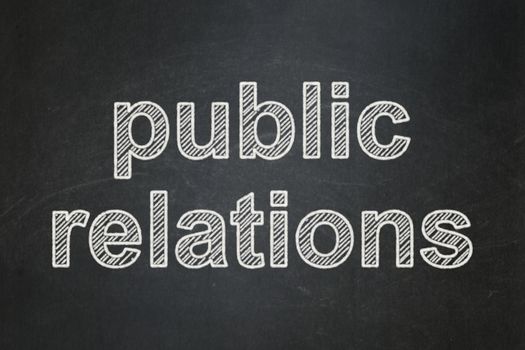 Advertising concept: text Public Relations on Black chalkboard background