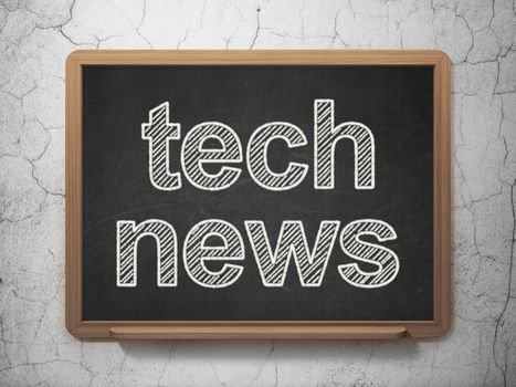 News concept: text Tech News on Black chalkboard on grunge wall background, 3D rendering