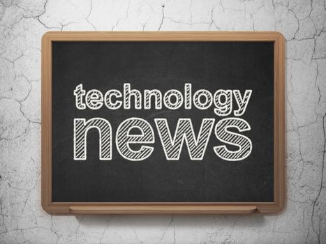 News concept: text Technology News on Black chalkboard on grunge wall background, 3D rendering