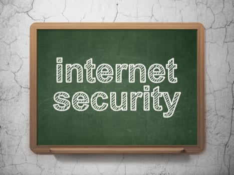 Privacy concept: text Internet Security on Green chalkboard on grunge wall background, 3D rendering