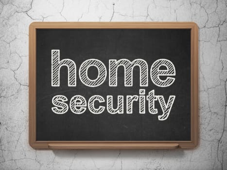 Privacy concept: text Home Security on Black chalkboard on grunge wall background, 3D rendering