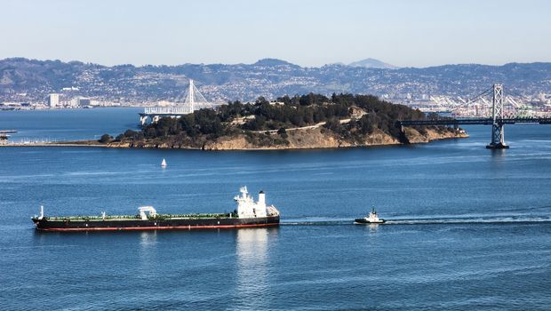 San Francisco Bay bridge and Treasury Island