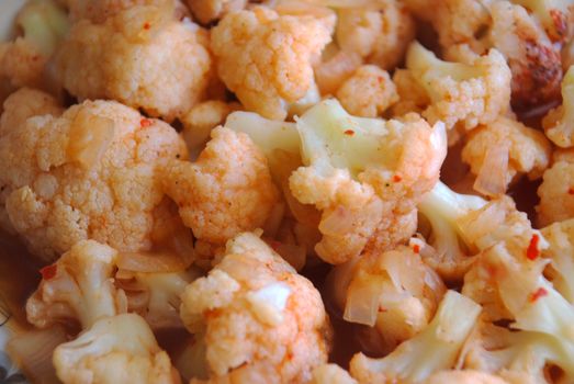 Healthy cauliflower meal cooked with olive oil