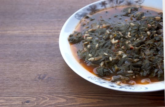 Healthy spinach made with rice