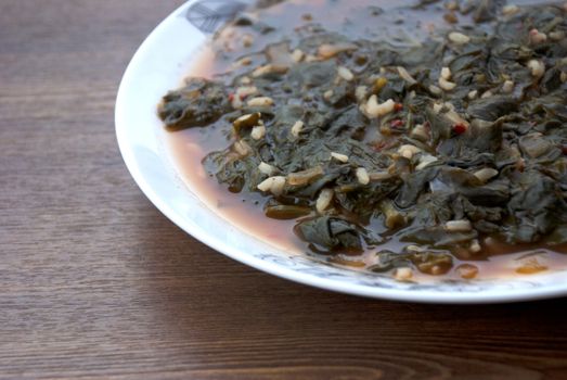 Healthy spinach made with rice