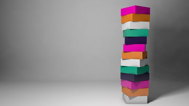 Abstract design concept with colorful cubes. 3d rendering