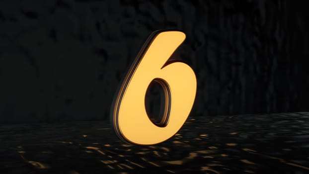 A three-dimensional golden digit standing in space. 3d rendering