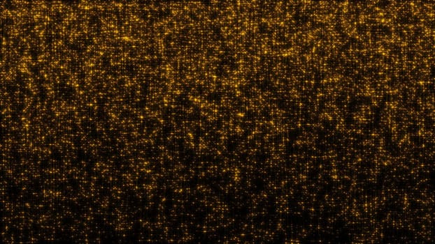 Golden glittering stars. Digital background. 3d rendering