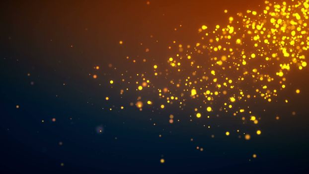 Golden particle background. Digital backdrop, 3d rendering