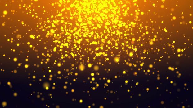 Golden particle background. Digital backdrop, 3d rendering