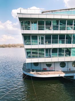 Part of new modern cruise ship. Luxury life background architectual backdrop